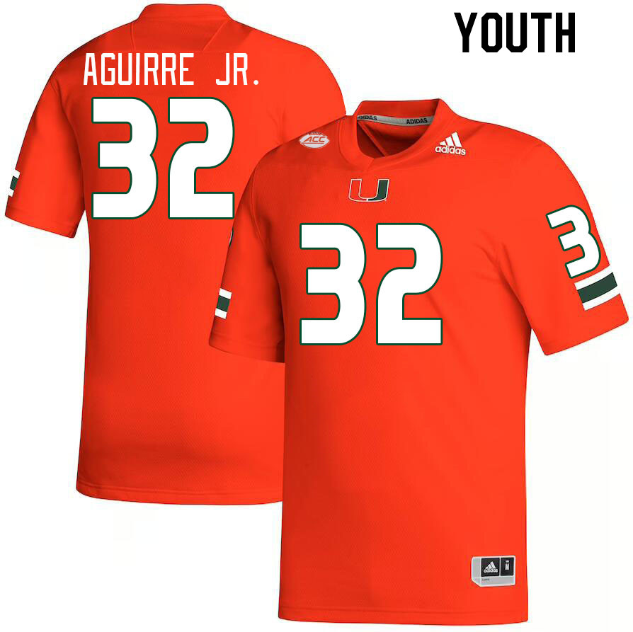 Youth #32 Raul Aguirre Jr. Miami Hurricanes College Football Jerseys Stitched Sale-Orange - Click Image to Close